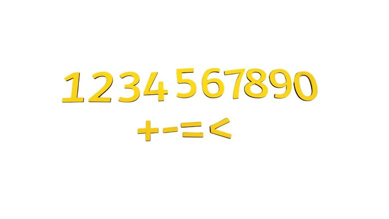 Koka cipari 0-9 | Dzeltena krāsa | 50mm