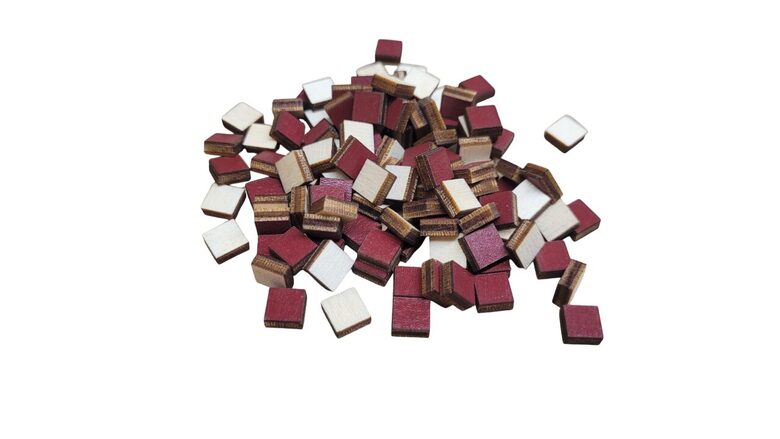 Bordo koka kvadrāti pikseļu mākslai | 100 gab | 7x7x3mm