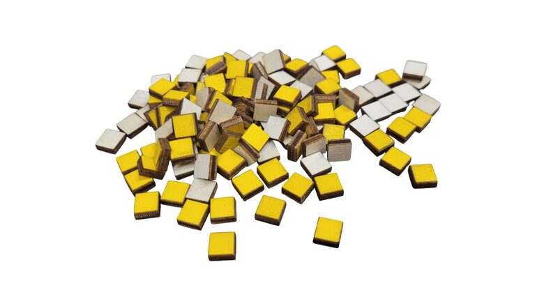 Dzelteni koka kvadrāti pikseļu mākslai | 100 gab | 7x7x3mm
