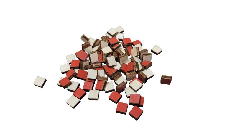 Sarkani koka kvadrāti pikseļu mākslai | 100 gab | 7x7x3mm
