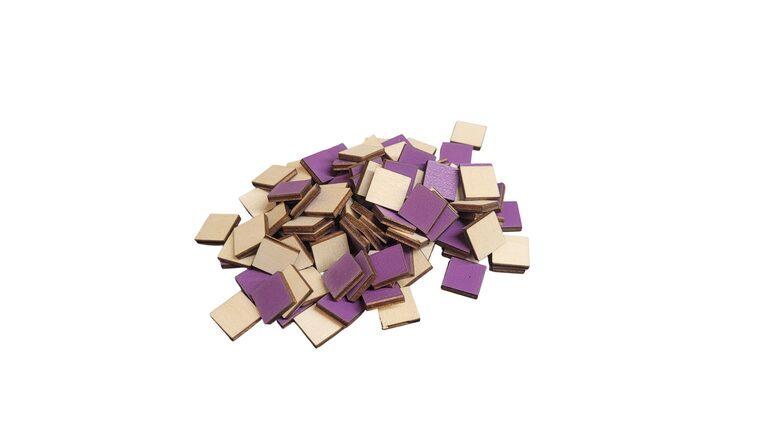 Carrés en bois violets pour pixel art | 100 pièces | 14x14x3 mm