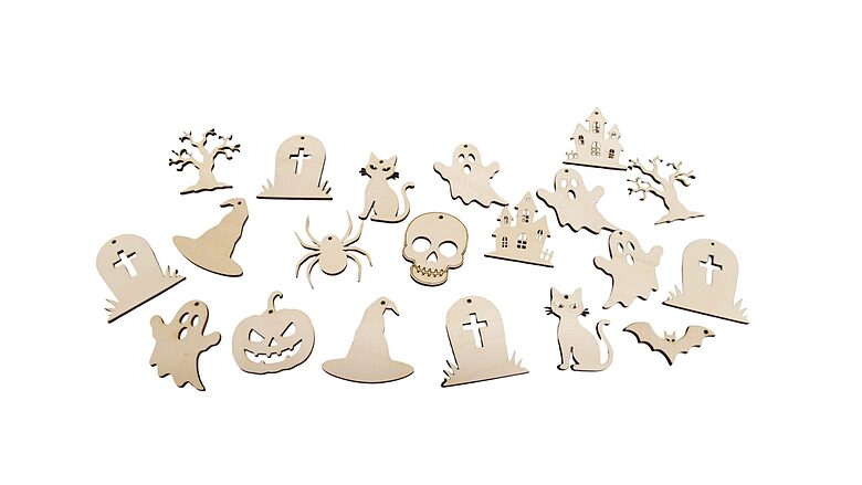Figurines en bois sur le thème d’Halloween « Mix » | 20 pièces | 47 mm