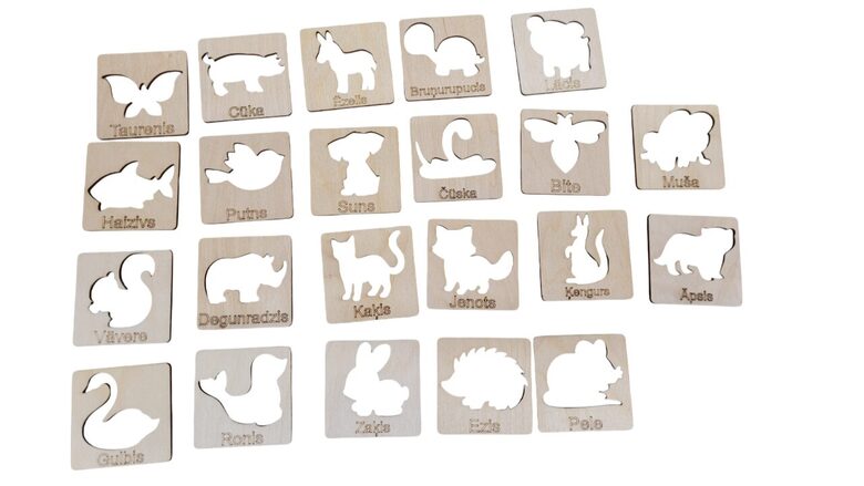 Dzīvnieku trafareti. (22gab.)