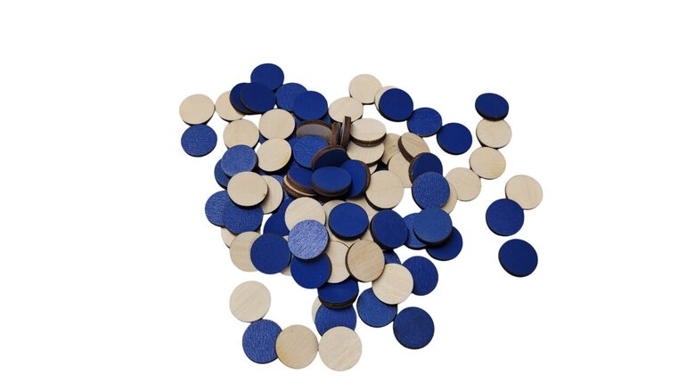 Koka apļi | 100gab. | 18mm Diametrs | Viena puse krāsota