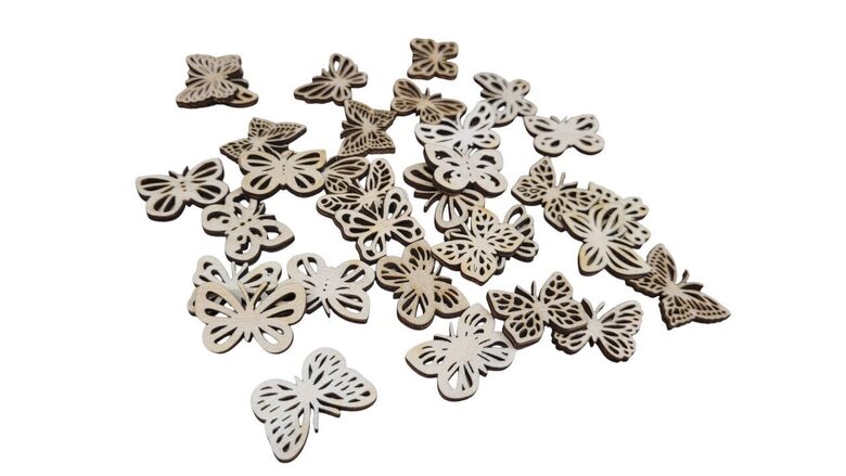 Koka taureņi "Mix" | 30x22x3mm