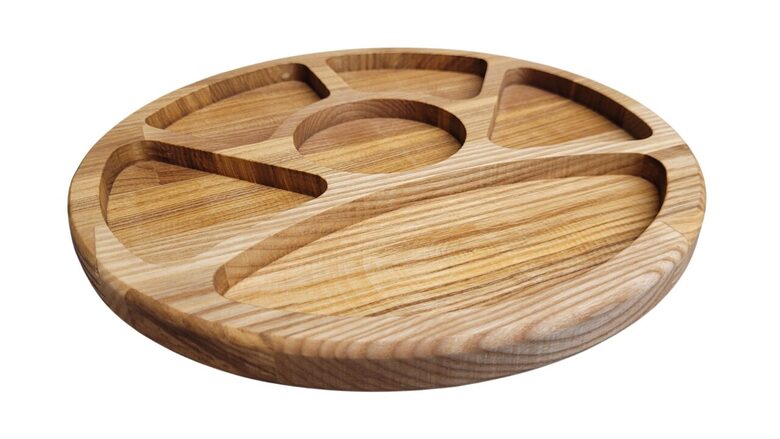 Koka Servēšanas Paplāte Apaļā Formā - 28x28x2cm