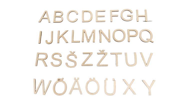 Estnisches Alphabet | Gedruckte Holzbuchstaben