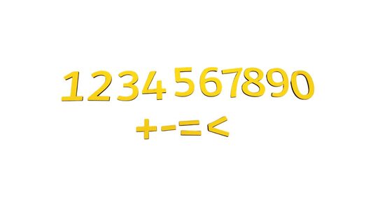 Koka cipari 0-9 | Dzeltena krāsa | 50mm