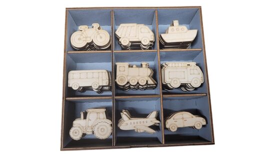 Koka transportlīdzekļu figūriņu komplekts