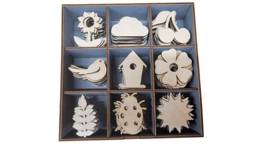 Medinių gamtos figūrėlių rinkinys