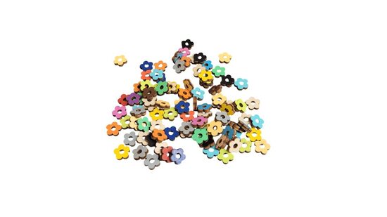 Mini koka puķes | 11x11x3mm | 100 gab.