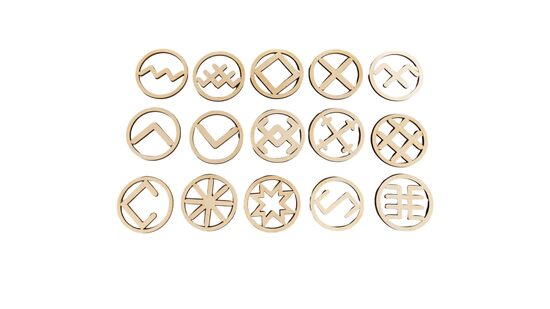 Mediniai latvių ženklai | 15 vnt. | 50x50x3 mm