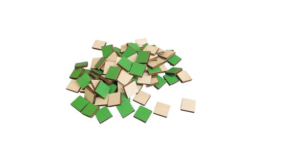 Zaļi koka kvadrāti pikseļu mākslai | 100 gab | 14x14x3mm