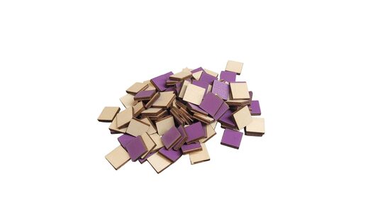 Violeti koka kvadrāti pikseļu mākslai | 100 gab | 14x14x3mm