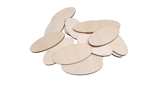 Ovaalsed puidust kujukesed | 80×40×3 mm | 15 tk