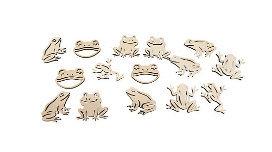 Grenouilles en bois « Mix » | 15 pièces | 50 mm