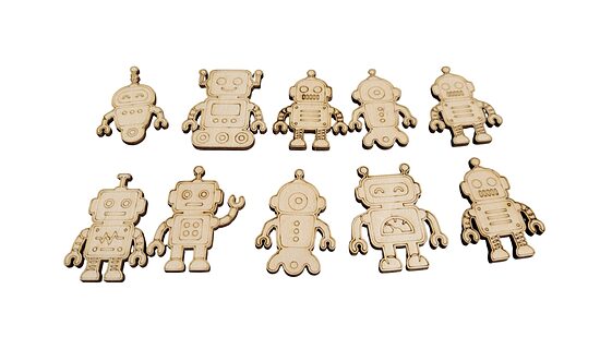 Robots en bois « Mix » | 10 pièces | 47 mm