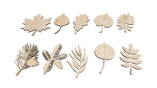 Feuilles en bois « Mix » | 10 pièces | 90 mm